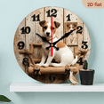 thumbnail image 1 of 2D Flat 1pc 10Inch Wooden Vintage Jack Russell Terrier Wall Clock - Silent Pet-Themed Decor, Round Wooden Design with Black Numbers Hands, Perfect for Home, Office, or Gift, Battery Operated, 1 of 7
