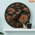thumbnail image 1 of 2D Flat 1pc 10Inch Wooden&nbsp;Vintage Farmhouse Style Wooden Wall Clock with Large Easy-to-Read Black Hands Brown Face - Round Large Face, Golden-Toned Numbers, Silent Non-Ticking, 1 of 7