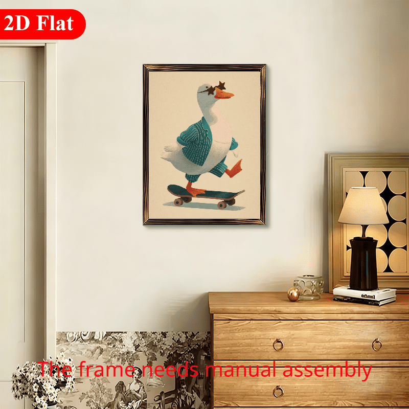 2D Flat, 1pc, 12*16inch Framed Wooden Board Print, Goose in Suit on ...
