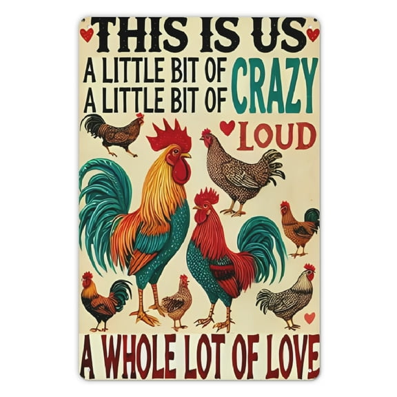 2D Flat - 1pc 12x8inch , Decorative Sign& Plague, This is Us- Vintage Decorative Sign, Rooster& Hen Dign, Fun Bar, Rtaurant, Street, Outdoor Decor, Wall Hanging Metal Plaque, Multipurpose