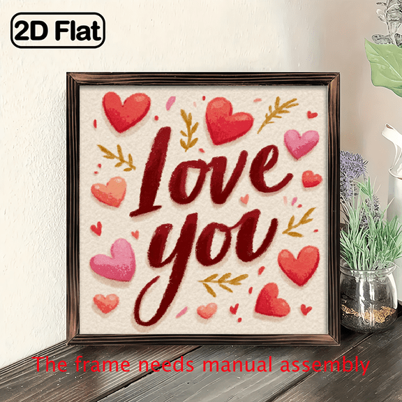 2D Flat - 1pc 2D Flat Heart Shaped Acrylic Valentine'S Day Decoration Hand-Painted Watercolor Style with Heart and Arrow Elements, Ideal for Living Room, Bedroom, Corridor Wall Decor, Ready to Han