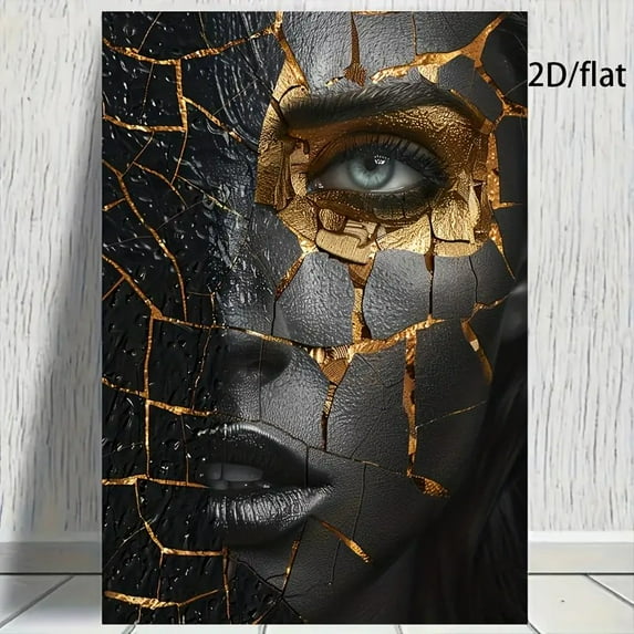 2D Flat, 1pc 2Dflat Frameless Modern Female Mosaic Portrait Art Canvas Painting Art for Living Room Modern Canvas Poster for Bedroom and Living Room Decoration Cuadros No Frame.
.