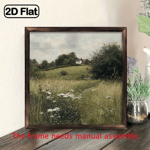 2D Flat, 1pc 8x8 Inch Wooden Framed Painting, Perfect Gift for Family and Friends - Ideal for Bathroom, Kitchen, or Dining Room Decorative Plaque Sign, Easter Mother's Day Fun Artwork.