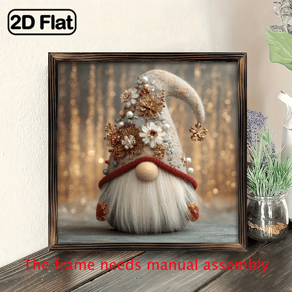 8x8inch Acrylic Decorative Plate, Christmas Gnome Heart Hanging Ornament Festive Winter Holiday Decor for Living Room Bedroom Window Wall, Unique Gift for Family Friends Home Decor