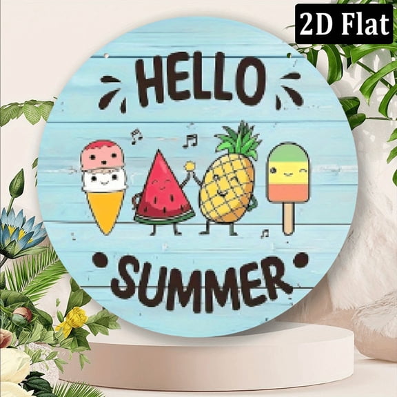 2D Flat, 1pc 8x8inch Aluminum 2D Flat Easter Gift Wall Decoration Vintage Style Summer Wall Hanging Sign, Printed Wall Art, Suitable for Walls, Windows, Doors, Porches, etc, Rustic Theme