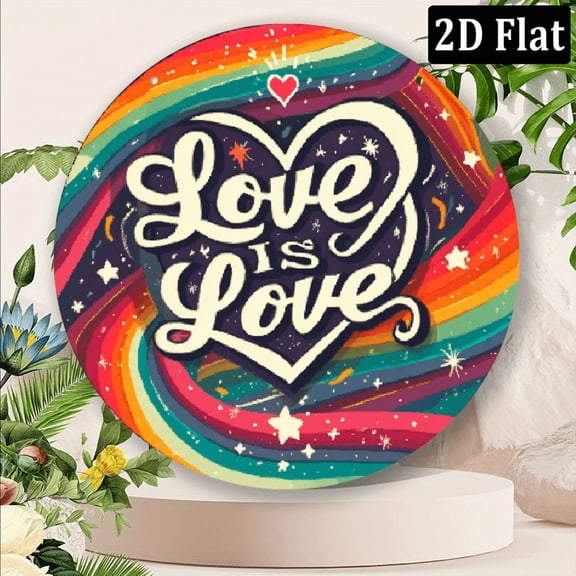 2D Flat, 1pc 8x8inch Aluminum One Piece, Rainbow Circle Flower Circle Logo Inch Round Sign - Wall Decoration, Suitable for Home, Coffee Shop, Restaurant, Garage, Bar, Courtyard and Patio