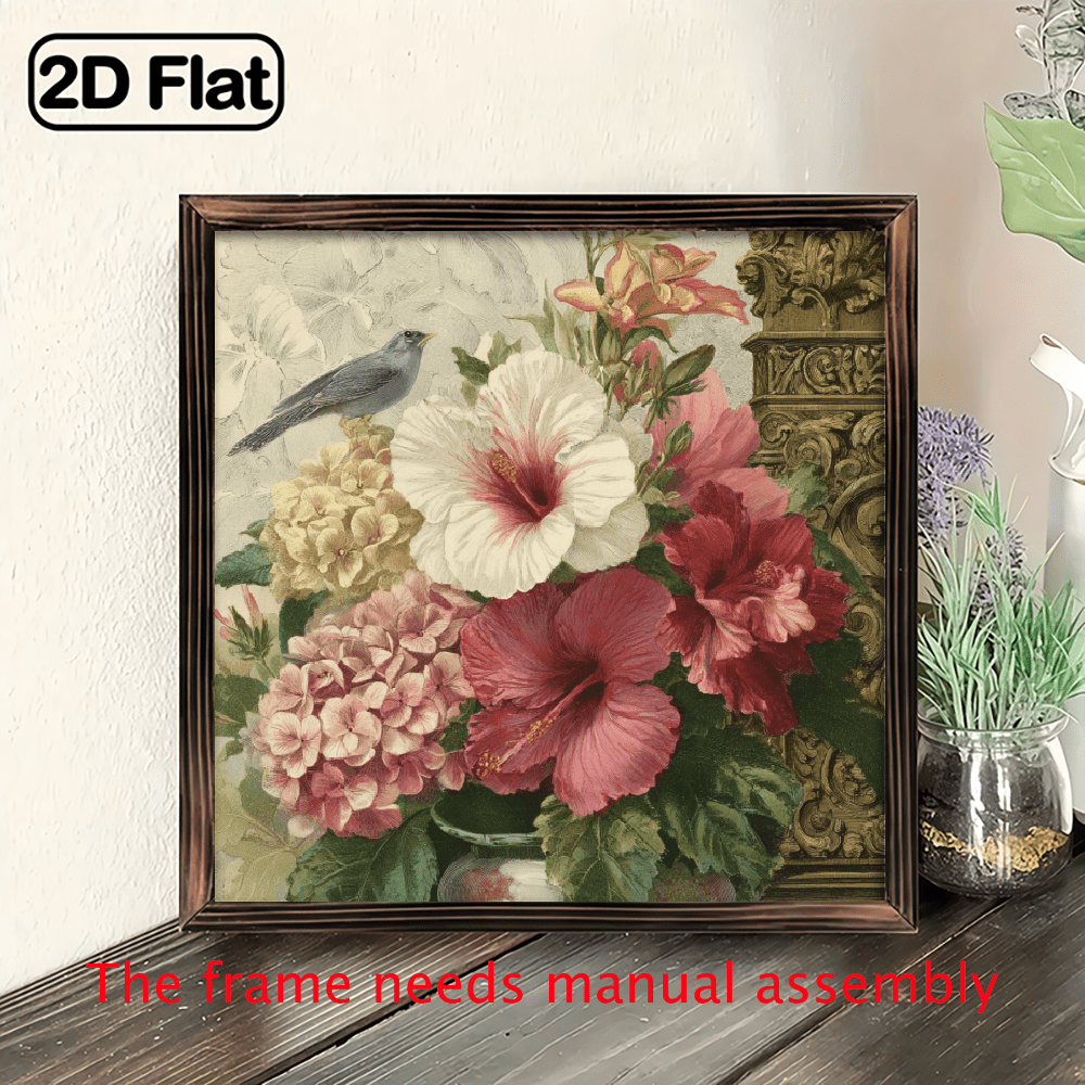 2D Flat, 1pc Acrylic Decorative Plate 8x8inch, Vintage Botanical Heart ...