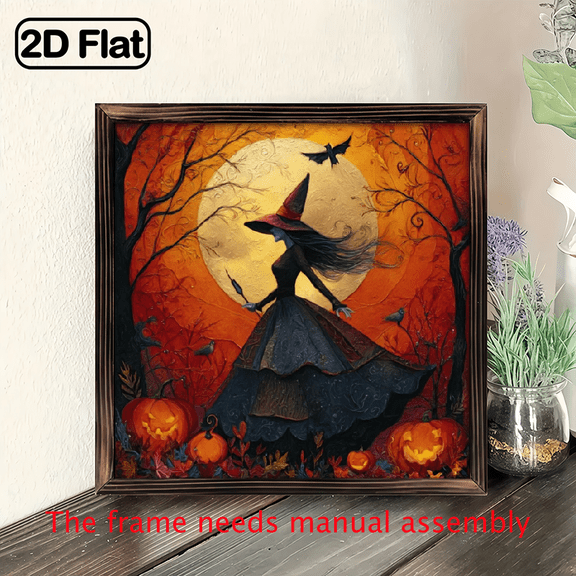 2D Flat, 1pc Bohemian Acrylic Hanging Sun Catcher Window_Wall Decor - 8x8 Inch Square Panel with Boho Witch Pumpkins Design - Multi-Holiday Decoration for for halloween, Christmas, Easter, Hanukkah