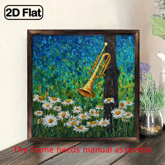 2D Flat - 1pc Bohemian Acrylic Window Hanging Decor 8x8 Inch Trumpet Daisy Garden Suncatcher, Lightweight Durable, No Electricity Needed, Suitable for IndoorOutdoor, Ideal for Home, Birthday