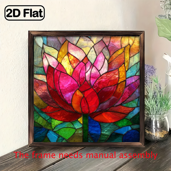 2D Flat, 1pc Bohemian for Lotus Light Catcher - Square Window Hanging Decoration with Painted Flower Design, Light Reflector for, Wedding Garden Party Decor - Ideal Gift Suitable for Weddings, Par
