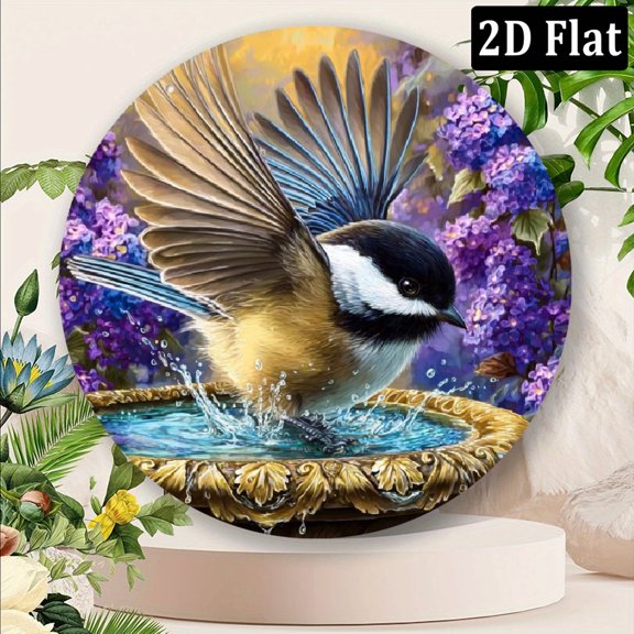 2D Flat, 1pc Bohemian Metal Chickadee Bird Wind Spinner Suncatcher with Chime - Wall-Mountable OutdoorIndoor Wind- Decor Suitable for Yard, Patio, Garden - Metal Wind Chime, Perfect Gift for Chr