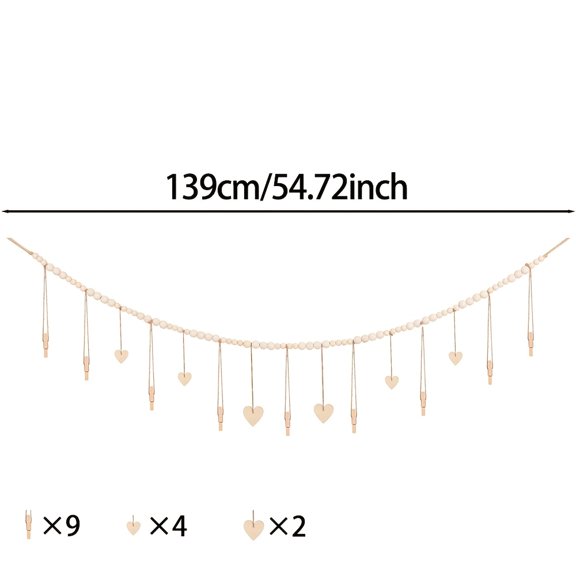 2D Flat - 1pc of a Bohemian-Style Photo Display Stand for Hanging Pictures, Suitable for Decorating Living Rooms, Bedrooms, And Classrooms. This Photo Holder Features White Wooden Beads