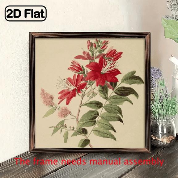 2D Flat - 1pc Bohemian Wood Photo Frame - 8x8 Inch Rustic Beige Brown Farmhouse Wall Hanging Frame with Hardware, Easy to Install, Multifunctional Horizontal Picture Frame for Living Room, Bedroom