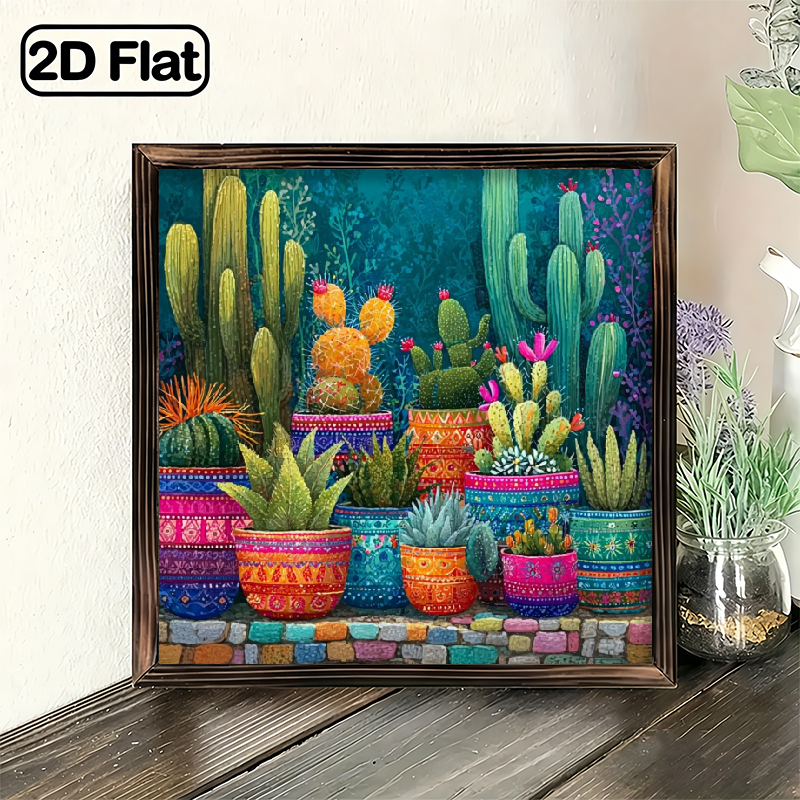 2D Flat 1pc, Cactus Succulent Decor Sign, 8x8 Inch Heart Shaped ...