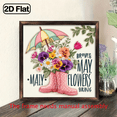 thumbnail image 1 of 2D Flat, 1pc, Charming Spring Decor 'April Showers Bring May Flowers' Wooden Sign, with Frame Farmhouse Spring Desk Decorations, Easter Decor, Spring Wall Decor for Home, Room, Farmhouse, Garden -, 1 of 9