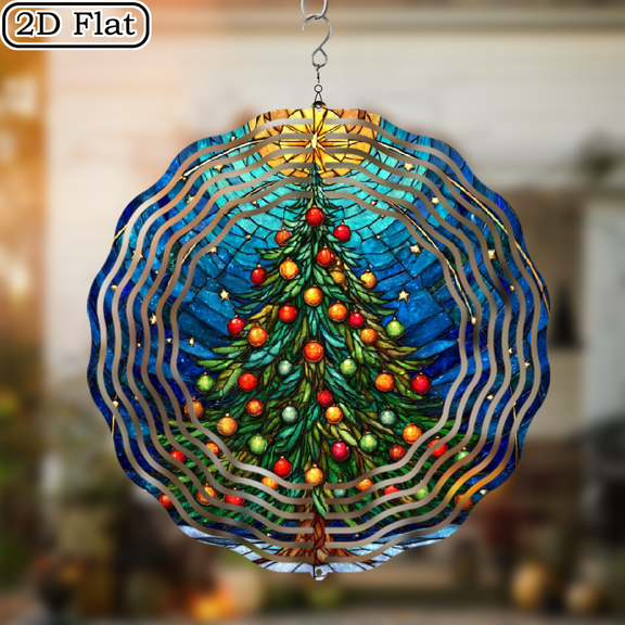 2D Flat, 1pc, Christmas, Animal Theme Ornate Metal Wind Chime, 360 Rotatable, Colorful, 1010 Inches, Home Decoration Gift, Suitable for Christmas, Thanksgiving, Halloween Home Decoration, Perfect