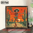 thumbnail image 1 of 2D Flat 1pc Classic Wooden Skull Cactus Wall Art, 8x8 Inch Vintage Decorative Sign with Sombrero, Polished Finish, Abstract Theme for Home, Living Room, Bedroom, Versatile Room Decoration Abstract, 1 of 9