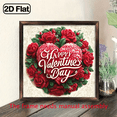 thumbnail image 1 of 2D Flat, 1pc Elegant Valentine's Day Wreath Decorative Signs & Plaques - Heart Shape with Red Roses, Artificial Greenery - Valentine's Decoration for Home, Office, Party, 1 of 9