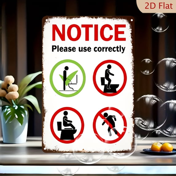2D Flat - 1pc Funny Vintage Metal Bathroom Metal Sign - Humorous Wall Decor For Bar, Restaurant, Home - Retro Metal Wall Art, 12X8 Inches/2D Flat, Durable, Easy To Hang, Unique Conversation Starter