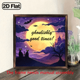 thumbnail image 1 of 2D Flat, 1pc Halloween Wooden Framed Wall Art - Spooky Moonlit Night Scene with Bats, Ghoulishly Good Times - Purple Pink Halloween Decor - PreFramed 8x8 Inch Home Decoration for Living Room, Kitch, 1 of 9