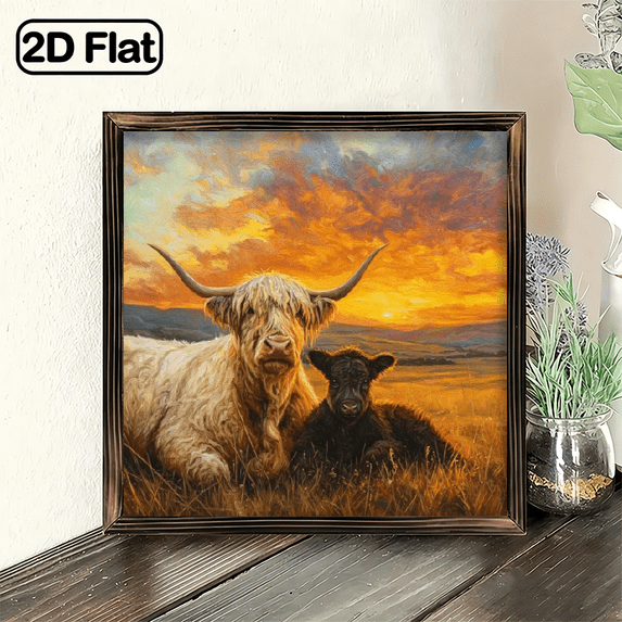 2D Flat - 1pc Highland Cow Calf Scottish Farm Animal Wall Plaque ...
