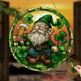 thumbnail image 1 of 2D Flat, 1pc Leprechaun with Beer Sun Catcher 8X8 Inch Circular Acrylic Sign, Stained Glass-Style Window Hanging Decor with 3D Visual Effect., 1 of 8