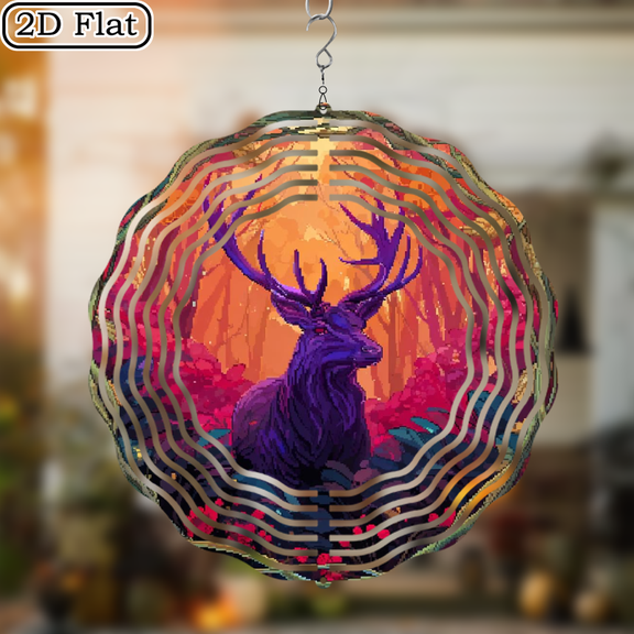 2D Flat, 1pc Mandala Rotating Wind Chime with Forest Deer Design - Metal Wind Spinner for Garden, Patio, IndoorOutdoor Decor, No Electricity Needed, Perfect Holiday