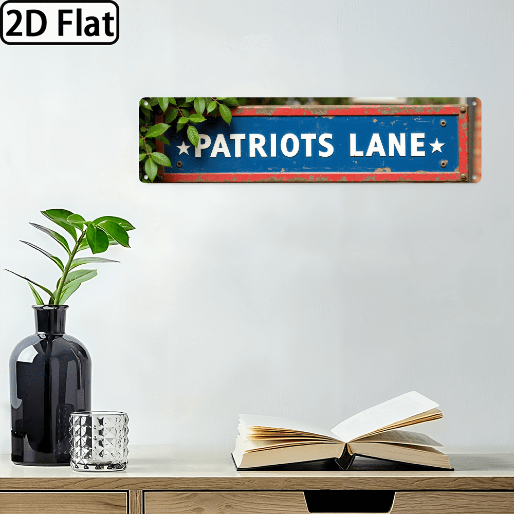 2D Flat, 1pc Patriot Lane Vintage Metal Sign - 4x16 Inch Rustic Wall ...