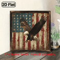 thumbnail image 1 of 2D Flat 1pc Patriotic Wooden Wall Art, 8x8 inches - Majestic Eagle Soaring Over Vintage American Flag, Ideal for Home Office Decor, Perfect Gift for Wildlife Enthusiasts, Modern Style, Wall-Mounte, 1 of 9