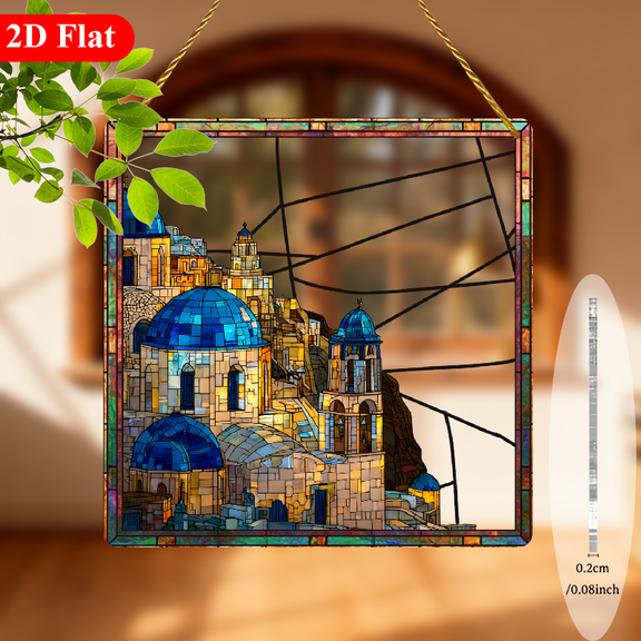 2D Flat, 1pc Poppy Acrylic Suncatcher - Vibrant Sunset Ocean Scene, Ideal for Room, Wall, Window Decor, Adds Natural Vitality Romantic Atmosphere, Window Decoration Vibrant Sunset Scene Durable A