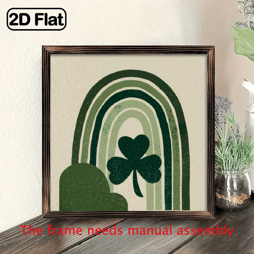2D Flat 1pc, Rainbow Design WoodFramed Sign St Patrick's Day Decor ...