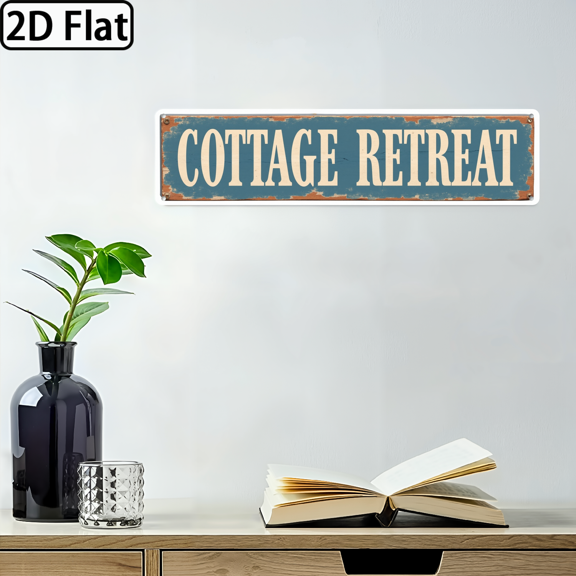 2D Flat, 1pc, Retro COTTAGE RETREAT Metal Tin Sign, Novelty Street Sign, Home Decor, Room Decor, Wall Decor, Restaurant Decor, Bar Decor, Cafe Decor, Garage Decor, Farmhouse Decor, 4  16 inches