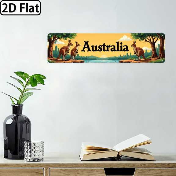 2D Flat, 1pc, Retro Kangaroo Metal Tin Sign, Novelty Street Sign, Home Decor, Room Decor, Wall Decor, Restaurant Decor, Bar Decor, Cafe Decor, Garage Decor, Farmhouse Decor, 4  16 inches, 2D Fl