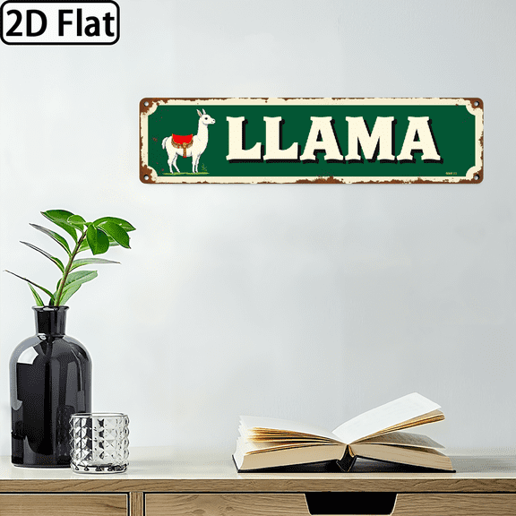 2D Flat, 1pc, Retro LLAMA Metal Tin Sign, Novelty Street Sign, Home Decor, Room Decor, Wall Decor, Restaurant Decor, Bar Decor, Cafe Decor, Garage Decor, Farmhouse Decor, 4 16 inches, 2D Flat