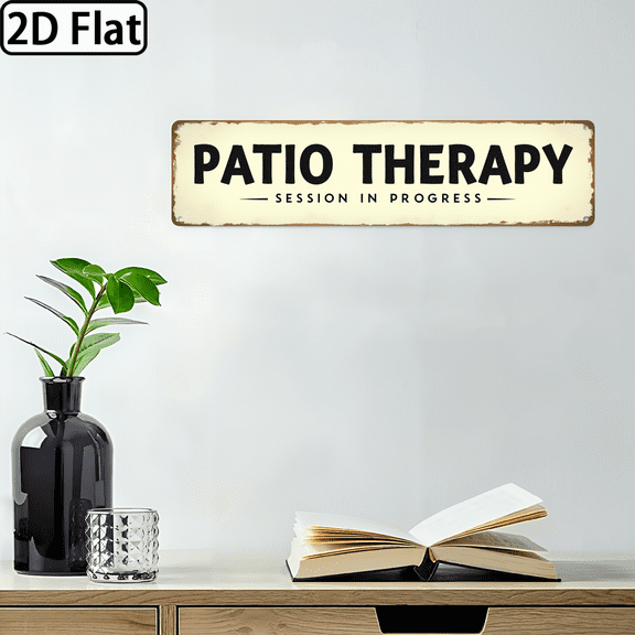2D Flat 1pc Retro Patio Therapy Session in Progress Sign - Rustic Acrylic Wall Decor, 16x4 inch, Vintage Farmhouse Style, Ideal for Home Garden, Perfect Holiday Gift, Garden Signage Humorous Sign