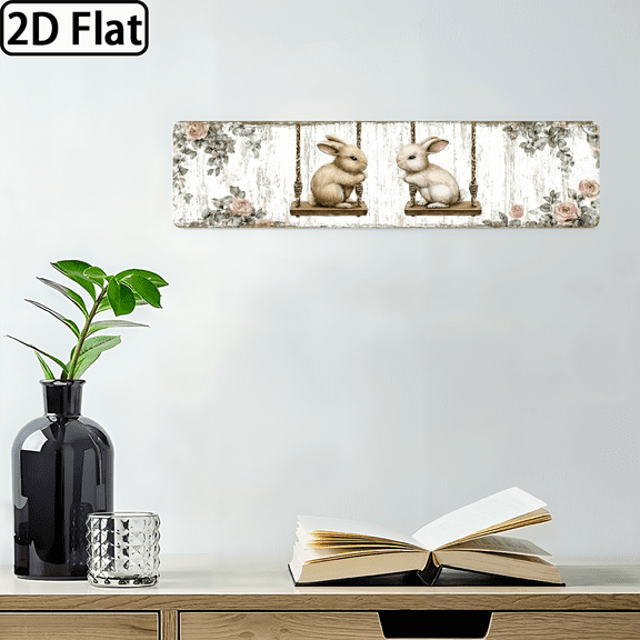 2D Flat, 1pc, Retro Rabbit Swing Metal Tin Sign, Novelty Street Sign, Home Decor, Room Decor, Wall Decor, Restaurant Decor, Bar Decor, Cafe Decor, Garage Decor, Farmhouse Decor, 4  16 Inches, 2