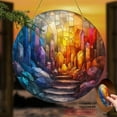 thumbnail image 1 of 2D Flat, 1pc Round Acrylic Crystal Cave Sun Catcher - Stained Window Hanging Art, Vibrant Rainbow Maker & Home Decor, Ideal Thank You Gift, Vibrant Decoration_ Cave Design, 8*8inch, 1 of 7
