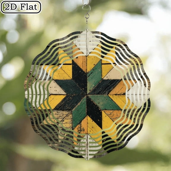 2D Flat 1pc Rustic 2D Flat Wooden Listing with Frame - Attractive Barn Star Striped Design with Yellow And Green Star Pattern on Black Background, Suitable for Home, Office Or Holiday Decoration