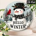 thumbnail image 1 of 2D Flat, 1pc Rustic 8x8 Inch Round Metal Snowman Sign, Hello Winter Festive Art, for Garden, Home, Restaurant, Bar, Cafe, Man Cave, Indoor Outdoor Patio, Iron Craft, Painting Supplies, 1 of 6