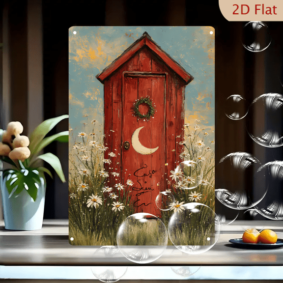 2D Flat, 1pc Rustic Country Cottage Canvas Print, Charming Outhouse Wall Art, Wood Frame, for Living Room Bedroom Decor, DecorativeSign, Plaque, Christmas, New Year Gift, 8x12 inch