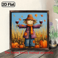 thumbnail image 1 of 2D Flat, 1pc Rustic Happy Scarecrow Holding Wine Wood Framed Wall Art - 8x8 Inch Vintage Autumn Harvest Decor with Pumpkins Fall Foliage, Farmhouse Thanksgiving Fall Decor for Living Room, Kitchen, 1 of 9