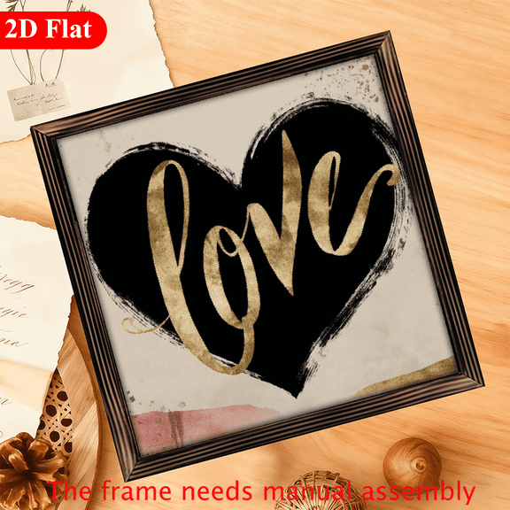 2D Flat, 1pc Rustic Wood Framed Love Sign - Vintage Valentine's Day Wall Decor with Love Lettering, Barn Wood Plaque Suitable for, Wedding, Anniversary Gift - Fade-Resistant Wood Art Easy H