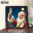 thumbnail image 1 of 2D Flat, 1pc Rustic Wood Framed Santa Claus Toasting Champagne Wall Art - 8x8 Inch Farmhouse Christmas Sign with Santa in Red Suit Wine, Snowy Night Sky Holly Berry for Home, Kitchen, Holiday Part, 1 of 10