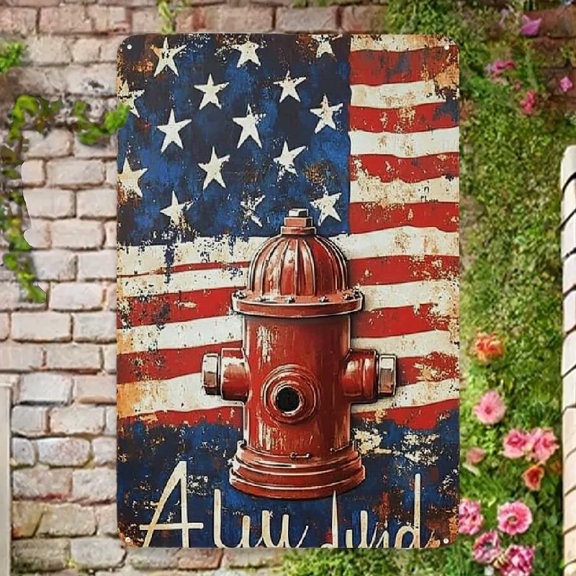 [2D Flat] 1pc Shabby Chic Hanging Tag Square Decorative Sign, Independence Day July 4th 4th of July Universal Summer Spring Decoration, Modern Farmhouse Country Garden Vintage Style, English, 12x8 inc