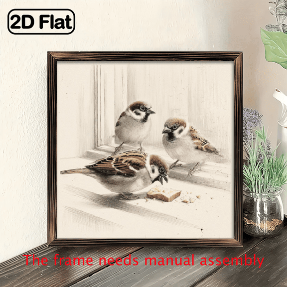 2D Flat, 1pc Sparrow Birds Wind Spinner, 10x10 Inches Iron Hanging Wind Chime with Rotating Hook Decorative, Metal Effect Hanging Ornament for Outdoor Garden Patio Balcony Home Window Decor, Uni