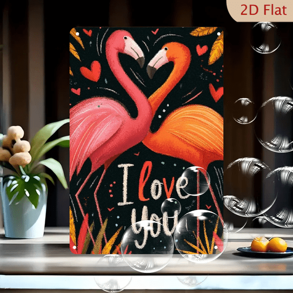 2D Flat 1pc Tropical Flamingo Sentiment Iron Plaque Sign, 8x12 inches, Home Decor Sign for Wedding Valentine'S Day Decor, Balcony Cafe Ambiance