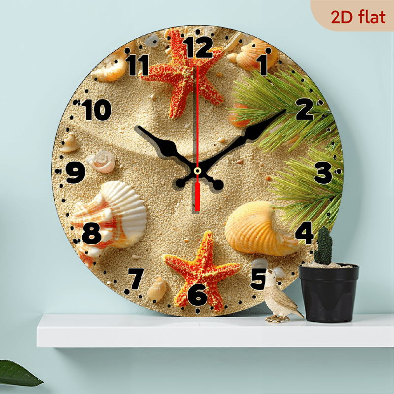 Shell For Clock 2D Flat, 1pc, Tropical beach shells Backdrop Clock10Inch Wood Veneer ...