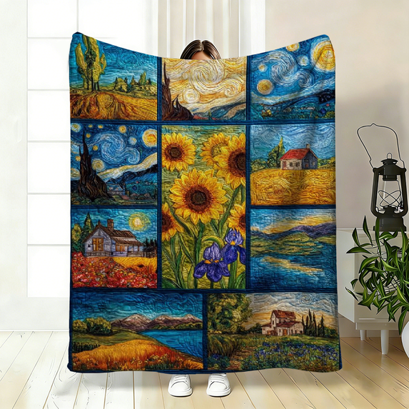 2D Flat 1pc Van Gogh Starry Sky Suitable for Sofa, Bedroom, Living Room ...