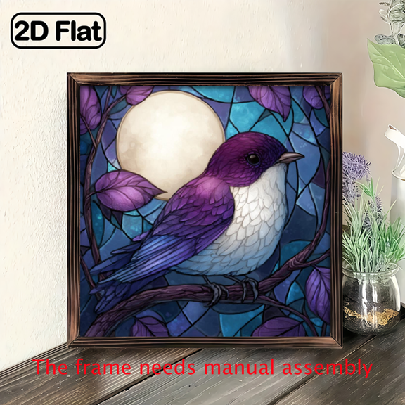 2D Flat, 1pc Vintage Acrylic Butterfly Heart Suncatcher - Purple Butterflies Moonlit Sky Design, 2D Flat Home Office Decor, No Electricity Needed, Perfect Gift for Book Lovers