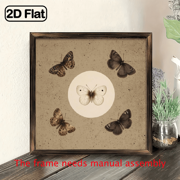 2D Flat, 1pc Vintage Butterfly Heart Decor Plaque, 8x8 Inch Heart Shape Hanging Decorative Sign, Rustic Nature Insect Wall Art Sign for Bedroom, Living Room, Garden, Perfect Gift for Women, G
